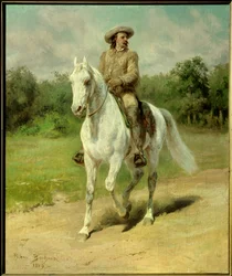 Porträt von William Frederick Cody (1846-1917), bekannt als Buffalo Bill, amerikanischer Soldat, Abenteurer und Schauspieler. Gemälde von 1889 von Rosa Bonheur (1822-1899). Cody, Buffalo Bill Historical Center