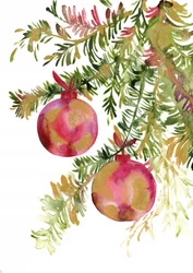 Weihnachtskiefer und Christbaumkugeln