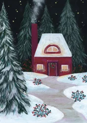 Kleines rotes Ferienhaus