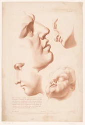 Köpfe von Mann, Frau und Kind (Principes van het tekenen naar de natuur, deel twee)