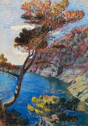 Portofino, von Rubaldo Merello (1872-1922), Öl auf Leinwand, 60x46 cm, Italien, 20. Jahrhundert