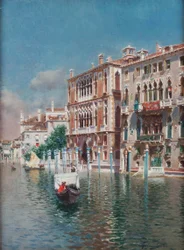Eine Gondel vor dem Palazzo Cavalli-Franchetti und Palazzi Barboro, Venedig