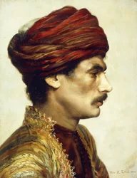 Profilporträt eines Mannes mit rotem Turban, 1882
