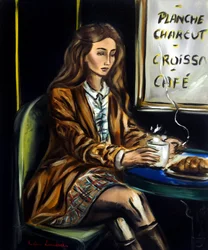Frau in einem Pariser Café III, 2025