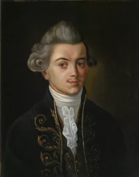 Porträt des Fabeldichters Iwan Khemnitser, 1745-1784, russische Malerei des 19. Jahrhunderts