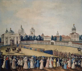Besuch von Zar Alexander I. im Alexander-Newski-Kloster, 1821