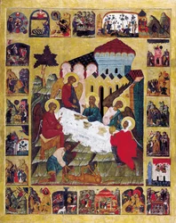 Die Dreifaltigkeit des Alten Testaments mit Szenen aus Genesis