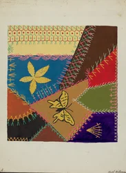 Crazy Quilt Abschnitt, ca. 1940