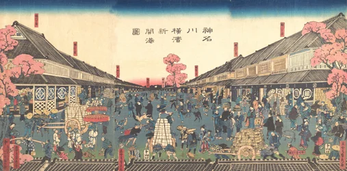 Der neu eröffnete Hafen von Yokohama in der Präfektur Kanagawa, 2. Monat, 1860
