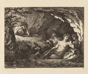 Drei schlafende Elfen mit einem Satyr