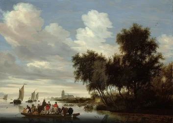 Flusslandschaft mit Fähre