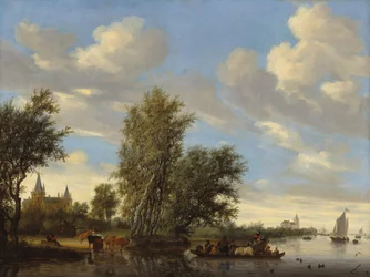 Flusslandschaft mit Fähre