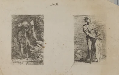 (Figurenserie) Gepanzerter Mann, der in den Bach schaut