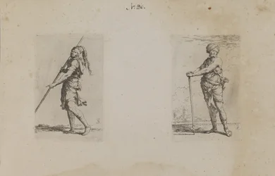 (Figurinenserie) Mann mit Federhut, Seitenansicht