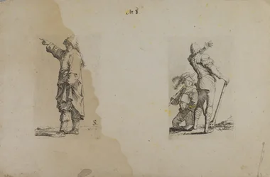 (Figurenserie) Stehender Mann mit langem Hut, zeigend