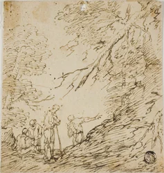 Vier Männer im Wald