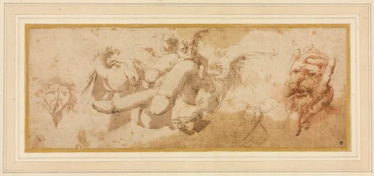 Blatt satirischer Studien (Amorini reiten Phalli)