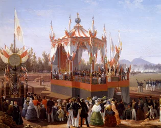 Franz I. und Maria Isabella bei einer offiziellen Zeremonie im Arsenal von Neapel (Detail)