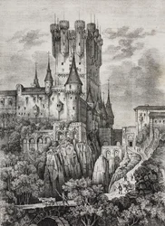 Alcazar von Segovia, Spanien, Lithographie von Salvatore Puglia aus Poliorama Pittoresco, Nr. 36, 12. April