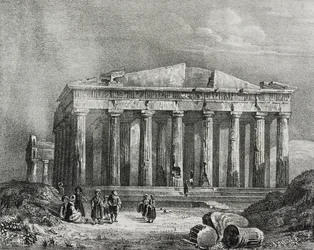 Parthenon, Akropolis von Athen, Griechenland, Lithografie von Salvatore Puglia aus Poliorama Pittoresco, Nr. 32, 19. März
