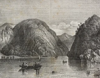 Rogers Passage im Lake George, Vereinigte Staaten von Amerika, Lithographie von Salvatore Puglia aus Poliorama Pittoresco, Nr. 33, 25. März