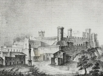 Ansicht von Oria, Apulien, Italien, Lithographie von Salvatore Puglia aus Poliorama Pittoresco, Nr. 13, 6. November