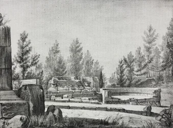 Ansicht der Ruinen von Pompeji, Kampanien, Italien, Lithographie von Salvatore Puglia aus Poliorama Pittoresco, Nr. 7, 25. September
