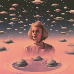 Blonde Frau Weltraumtraum