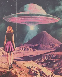 Rosa UFO Alien-Welt