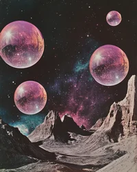 Lila Kugeln Alien-Landschaft