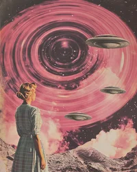 Retro Sci-Fi Galaxieansicht