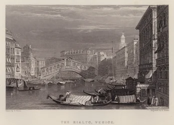 Der Rialto, Venedig (Farblithografie)