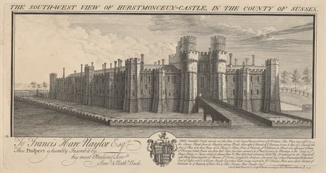 Die Südwestansicht von Hertsmonceux Castle in der Grafschaft Sussex