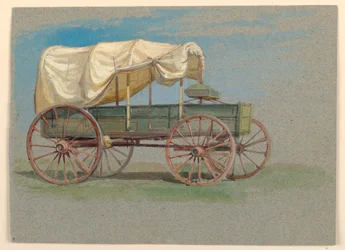 Zeichnung, ein Planwagen, 1870–80