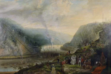 Die Zeremonie der Grundsteinlegung der Clifton Hängebrücke