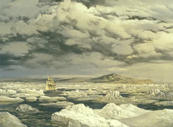 Erste Landentdeckung durch HMS Investigator, 6. September 1850, graviert von E. Walker, 1854