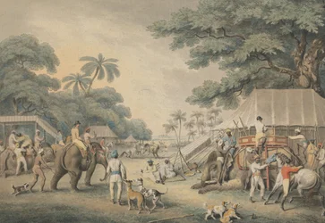 Aufbruch am Morgen: eine Illustration zu Captain Thomas Williamsons „Oriental Field Sports“