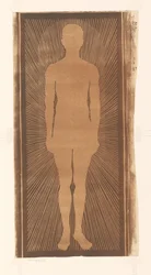 Silhouette eines Mannes mit Strahlen um ihn herum