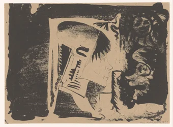 Fantasie: Profilkopf nach rechts in einem weißen Rechteck, umgeben von Schwarz