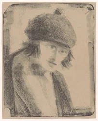 Frau mit Barett