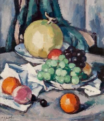 Gemischtes Obst - Melone, Trauben und Äpfel, ca. 1926