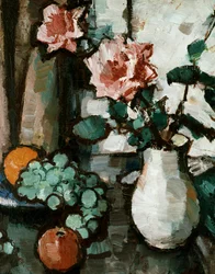 Stillleben mit Rosen und Früchten. Gemälde von Samuel John Peploe