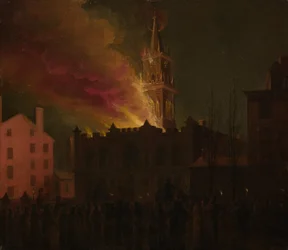 Brand der Freimaurerhalle, Chestnut Street, Philadelphia, Pennsylvania, 1819