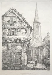 Eine Serie von alten Gebäuden und ländlichen Cottages im Norden Englands: In York, Straße..., 1821