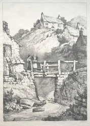 Eine Serie alter Gebäude und ländlicher Cottages im Norden Englands: Runswick, 1821