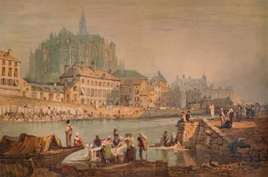 Kathedralenstadt an einem Fluss, um 1825