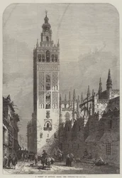 Eine Straße in Sevilla, Spanien, die Giralda