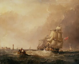 Ein Blick auf den Mersey-Hafen und ein Blick auf die Schifffahrt vor Douglas, Isle of Man