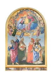 Krönung der Jungfrau mit Engeln und St. Johannes dem Evangelisten, St. Augustinus
