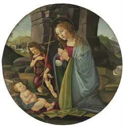 Die Madonna, die das Christkind anbetet